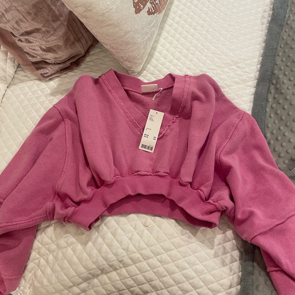 Urban outfitters pink cropped sweatshirt
